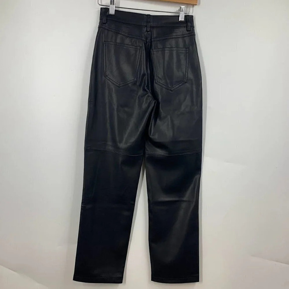 Mango MNG Women's Leather Effect High Waist Straight Pants Size 32 NWT‎ - Picture 2 of 16